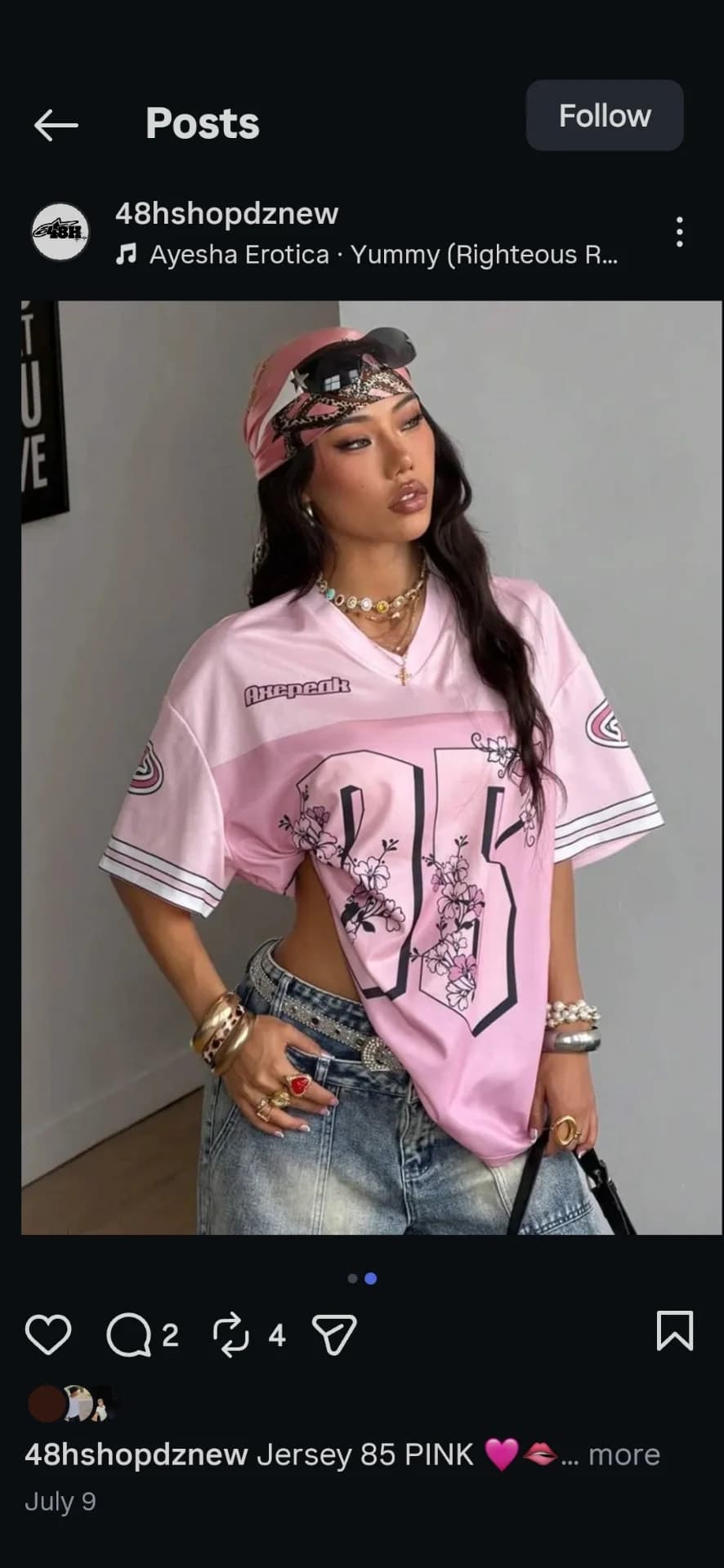 PINK VINTAGE JERSEY T-SHIRT 
