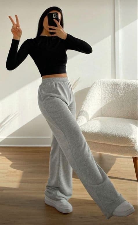 PANTALON WIDE OPEN LEG GREY