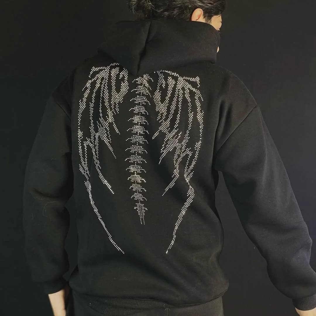 Hoodie oversize Angel Wing High Quality BLACK
