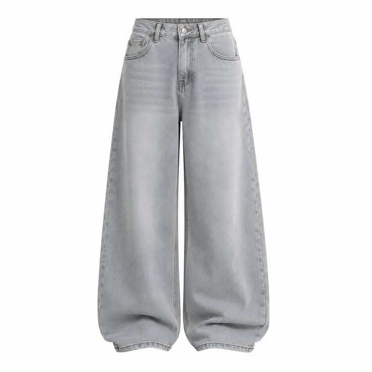 Gray Barrel Leg Jeans